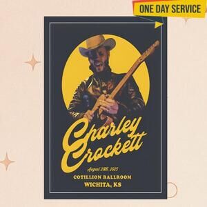 Charley Crockett Wichita Ks 8 20 2025 Tour Poster